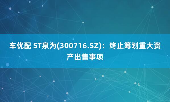 车优配 ST泉为(300716.SZ)：终止筹划重大资产出售事项